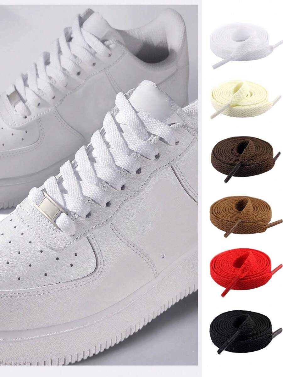 1 Pair Black & White Flat 120cm Shoelaces, Simple & Fashionable Classic Versatile Shoe Laces Suitable For Sports, Casual Shoes, High-Top Shoes - Multicolor - View 1