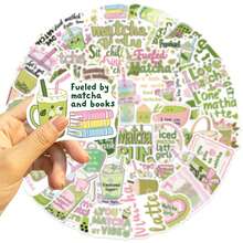 50PCS Matcha Girl Stickers Vinyl Stickers Scrapbook, Journaling, Laptop, Bumper, Skateboard, Water Bottles, Computer, Phone, Cartoon, Hard Hat, Car Stickers And Decals - Multicolor - View 5