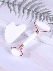 2pcs Facial Beauty Massage Tool Set, Includes Massage Roller And Gua Sha Board, Beauty Scraper And Massage Roller Set, Facial Gua Sha Massage Tool Set, Massage Roller, Gua Sha Board, Suitable For Body Meridian Gua Sha Massage, Applicable To Body And Back, Facial Beauty Lifting Massage, Halloween, Christmas