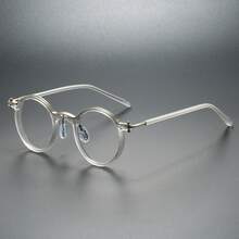 Retro Leopard Metal Round Frame Glasses - Ultra-Light Blue Light Blocking, Unisex Durable PC Lenses, Full Frame Design, Suitable For Men And Women Casual And Formal Wear, Everyday Glasses, Vintage Style Glasses, Lightweight Glasses - Clear - View 13