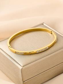 4pcs/3pcs/1pc 18K Gold-Tone Stainless Steel Bangle Bracelets, & Fashionable Accessories Suitable For Everyday Wear, Casual, Gifts For Relatives, Friends, Lovers, Girlfriends, Holidays, Street Style, Music Festivals, Beach Vacations