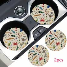 2 件装汽车杯架杯垫，防滑防震通用时尚车载杯垫，插入式内饰配件，派对礼物 - 均碼2pcs - 查看 6
