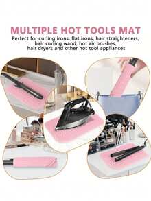 1 pieza Funda aislante de calor para rizador, Almohadilla para herramienta de peinado, Almohadilla resistente al calor para rizador para mostrador, Almohadilla resistente al calor para herramientas de peluquería, Almohadilla de silicona resistente al calor para peinado, Funda aislante de calor para rizador, Fácil de limpiar, Almohadilla antideslizante con diseño de ola, Adecuada para rizador, gabinete, viaje, Ge're'dian