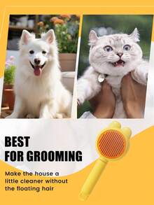 宠物梳毛刷 - 适用于猫、狗和兔子 - 密齿跳蚤梳，符合人体工学的手柄，无需用电，分叉刷头有效去除毛发并温和清洁，宠物美容用品，易于使用的宠物产品，宠物用品，适合猫主人 - 彩色 - 查看 3