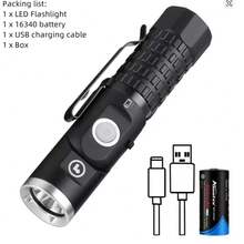 Alonefire X93 Rechargeable Magnetic LED Flashlight, 90° Rotatable Head, Super Bright Camping Light, Work Light, Hiking Light, Emergency Light, EDC Tactical Pocket Flashlight - Multicolor - View 9