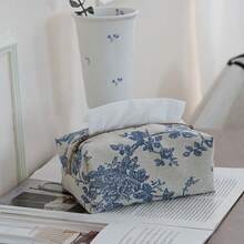 joumoswk Pudełko na chusteczki z tkaniny w stylu vintage, elegancka torebka na chusteczki z kwiatowym wzorem, wielofunkcyjna torba do przechowywania, odpowiednia do samochodu, salonu i sypialni