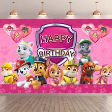 Paw Patrol 1 pieza Autorizada Decoración de Fiesta de Cumpleaños de PAW Patrol para Mesa de Pastel, Fondo de Tela para Decoración de Cuarto de Fiesta, Fondo de Fotos de Cabina de Fotos, Accesorios de Estudio, 82.7*59.1/59.1*39.4/39.4*29.5 Pulgadas