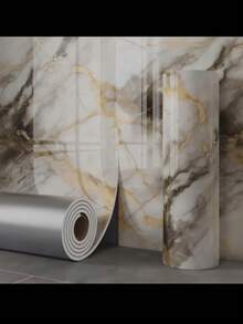 1 卷自粘大理石壁纸 - 可拆卸和可重复使用的背衬，尺寸：118.11 英寸/93.7 英寸，绿色带金色纹理 - 奢华的大理石外观，非常适合厨房、浴室、客厅装饰 - 易于安装和拆除痕迹 - 适用于 DIY 和专业项目、浴室墙面装饰、奢华外观、加厚复制品、墙面覆盖物、优雅的设计、耐用材料、装饰膜、室内使用 - 彩色 - 查看 13