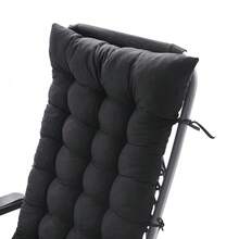 Lounge Chair Cushion Reclining Waterproof Camping Lounge Chair Cushion Pad Replacement Patio Chaise Lounge Cushion - 黑色 - 查看 3