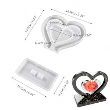 1 Set Large Heart-Shaped Resin Silicone Mold, DIY Photo Heart-Shaped Silicone Mold, Suitable For Home Decor, Wedding Decoration, Graduation Ceremony, Valentine's Day - White - View 12