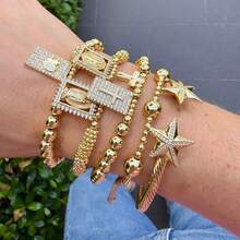 1pc CZ Micro Pave Virgin Charms Bracelet Cross Pendant Bracelet Fashion Religion Jewelry Bracelet