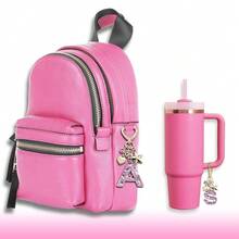 Cute Bling Keychain Initial Letter Butterfly Star Pink Purple Gift For Women Girls Bag Cup Charms Accessories-593312 - S-粉紅色 - 查看 6