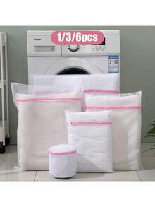 1/3/6pcs Nylon Mesh Laundry Bags For Delicate Clothing Protection, Garment Care Washing Net Bags, Fine Knit Fabric Wash Bags For Machine Washable Clothes, Minimalist Home Organization Storage Bags, Protective Net Mesh Bags For Spring Summer Delicate Garments, Clothing Protection Bags For Gentle Wash Care - Multicolor - View 11