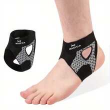 压缩护踝，采用超薄透气空心设计和轮廓贴合脚踝，提供运动脚踝支撑支架和弹性脚踝保护装置，配有薄脚踝保护器，非常适合跑步、健身、足球、篮球运动和日常使用 - 黑色 - 查看 6