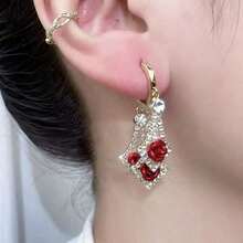 Fashionable And Elegant Red And Purple Rose Earrings, The Best Daily Gift For Ladies' Parties And Banquets, Two Styles Available - 紫色 - 查看 5
