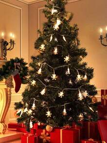 1Pc Christmas Led String Light (No Battery),150/300cm Snowflake Christmas Tree Design Fairy Lights For Christmas,Christmas Tree Decoration,Christmas Decorations For Home,Christmas Ornaments,Hanging Decor,Xmas Decor,Christmas Ornaments,Indoor/Outdoor Decor - Clear - View 2