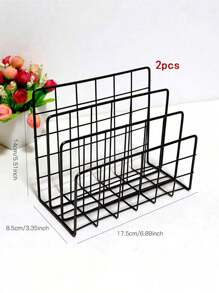 1pc Nordic Minimalist Iron Art Creative Office Data Storage Rack Nordic Minimalist Document Magazine Three Layer Bookshelf Back To School