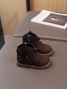 1双儿童靴，女童秋冬踝靴，新款中小童靴，公主筒靴，婴儿鞋 - 棕色 - 查看 6