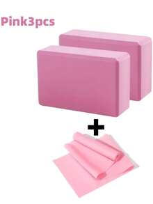 3pcs Set Includes 2pcs Yoga Blocks + Resistance Band, High Density EVA Yoga Mat, TPE Resistance Band. Suitable For Beginner Yoga, Stretching, Pilates