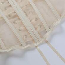 1 Áo nịt ngực lưới định hình eo cho nữ, dáng ôm vừa vặn, thích hợp mặc hàng ngày trong trang phục Halloween - Màu be - Xem 7