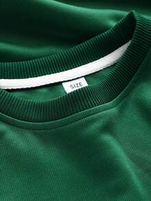 1PC Teen Boy American Retro Style Los Angeles - Element Print Crew Neck Sweatshirt, Soft And Comfortable, Spring Autumn Daily Leisure Wear - Dark Green - View 3