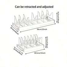 One Piece Kitchen Cookware Storage Rack, Including A Pot Lid Holder, A Tableware Draining Rack, And A Cookware Storage Rack. Expandable Pans Organizer Rack 7 Adjustable Compartments Dish Storage Rack Pot Lid Organizer Pots Holder Kitchen Utensils Rack. It Can Be Placed On The Countertop Or In The Drawer, Saving Space And Being Multi-Functional - Multicolor - View 11