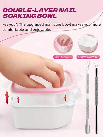 Set da 2/3 pezzi di ciotole per rimuovere lo smalto per unghie a forma di dito, strumenti per la manicure, spingipelle/raschietto per unghie/ciotola per ammorbidire lo smalto gel, in materiale durevole adatto per il salone di bellezza