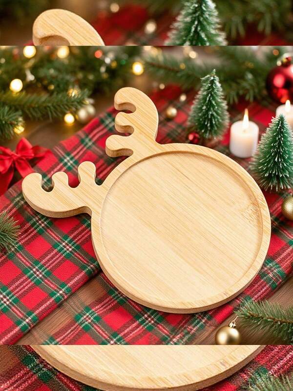Wooden Christmas Antler Tray, Appetizer Tray, Delicatessen Platter, Suitable For Appetizers, Desserts, Fruit Steaks, Christmas Party Table Decoration Food Display Tray, Candy Biscuit Family Party Tray