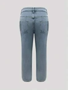 New Popular European And American Street Style Simple Daily Commuting Casual Low-Waist Straight Women's Jeans