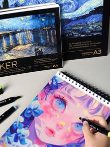 دفتر رسم مخصص للأقلام ، 8 أنماط مرسلة عشوائيًا ، 40 صفحة سميكة / كتاب 120 جرام / م² ، ورق مائي A4 / A3 للرسم اليدوي ، دفتر رسم A4 / A3 للطلاب ، ورق رسم فارغ متخصص للرسم والرسوم الكرتونية ، مناسب لاستخدام طلاب الفن ، هدية عيد الأم ، لوازم مدرسية