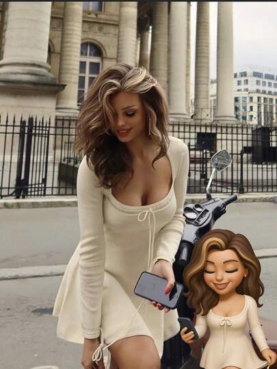 Fall Women 2025 Fall New Retro Square-Neck Pure & Flirty Bow-Tie Knit Dress – Slimming A-Line Homecoming Dress With Lace-Up Detail