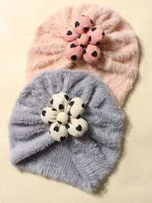Set de 2 piezas de gorro y bufanda esponjosos para bebé, lindos para uso diario en otoño/invierno - Multicolor - Ver 3