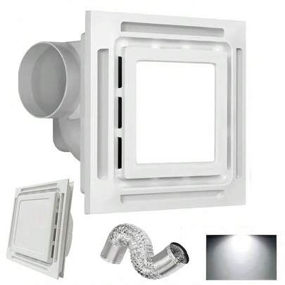 Bathroom Exhaust Fan With Light, 20W Bathroom Fan With LED Light Combo, 110 CFM 1.5 Sones Quiet Bathroom Vent Fan, Suitable For Toilet, Office, Hotel