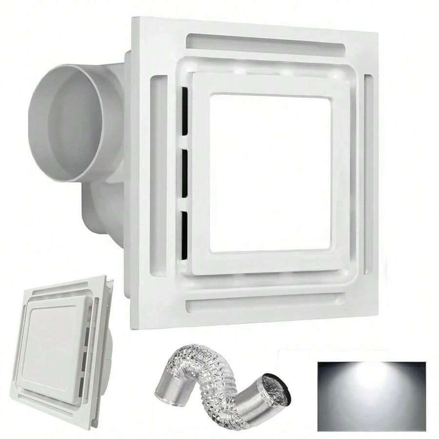Bathroom Exhaust Fan With Light, 20W Bathroom Fan With LED Light Combo, 110 CFM 1.5 Sones Quiet Bathroom Vent Fan, Suitable For Toilet, Office, Hotel