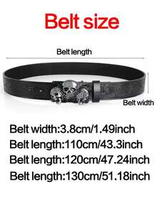 1 Stück Y2K Totenkopf & Teufel Muster Straßen-Stil Gürtel, Retro Gothic Dark Punk Mode Accessoire, geeignet für Lässig, Festivals, Partys, Herren Herbst/Winter Accessoire, geeignet für Teenager, junge Erwachsene, Herren, Lässig, Outdoor, Sport, Urlaub, Abschlussgeschenk, Geburtstag, Alltagskleidung - Schwarz - Übersicht 3