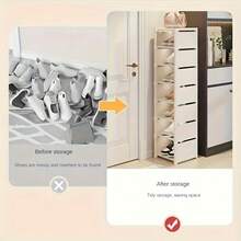 可调节 4/6/8 层金属鞋架 - 免工具组装节省空间的鞋子收纳架，适用于入口、宿舍和壁橱 | 坚固的多层运动鞋收纳架，适合男士/女士 | 白色/黑色纤薄现代设计 - 可容纳 12-24 双鞋子 | 防滑防锈 - 非常适合公寓和小空间！ - 彩色 - 查看 9