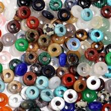 6 件/包天然大孔扁圆形算盘珠，14 毫米，多种款式可选，时尚休闲复古手工 DIY 珠子，适用于手链项链珠宝吊坠制作 - 彩色 - 查看 11