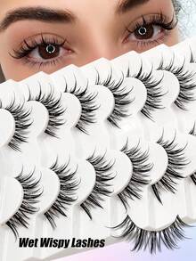 Asiteo 7 对漫画睫毛湿式泰式动漫角色扮演假睫毛透明带尖刺戏剧娃娃睫毛日韩睫毛条状睫毛、睫毛、睫毛、假睫毛 - 漫畫款濕睫毛 - 查看 1