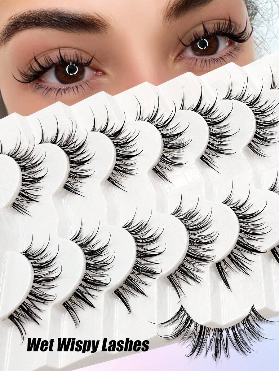 Asiteo 7 对漫画睫毛湿式泰式动漫角色扮演假睫毛透明带尖刺戏剧娃娃睫毛日韩睫毛条状睫毛、睫毛、睫毛、假睫毛 - 漫畫款濕睫毛 - 查看 1