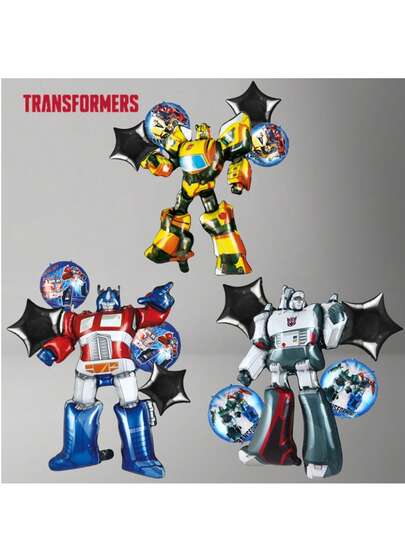  5pcs Transformers Shaped Foil Balloons, Decoration Balloons Set For Birthday Party, Backdrop, Photography Props