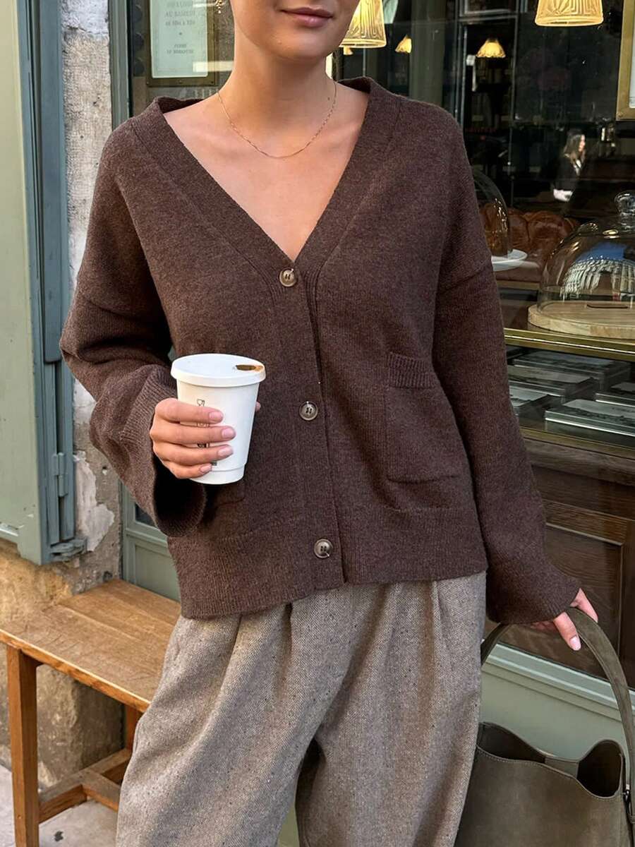 Women's Fall Winter Chunky Knit Cardigan Stylish Solid Ribbed Button Down V Neck Open Front Long Sleeve Sweater Jacket Oversized Loose Sweater Outerwear