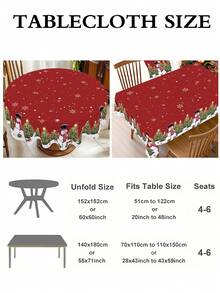 Toalha de mesa de Natal com estampa de boneco de neve e árvore de Natal, 1 peça, 2 tamanhos disponíveis, capa de mesa redonda e retangular de poliéster durável, decoração de mesa para festa de Natal, decoração de cozinha festiva, decoração para casa, presente de Natal, decorações de Natal, decoração de Ano Novo 2026 - Multicolorido - Ver 4