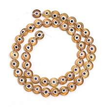 约 60 颗彩色千花玻璃珠，透明魔鬼眼扁圆珠 6 毫米，万圣节礼物 DIY 珠宝制作材料，适用于手链、项链、手机饰品