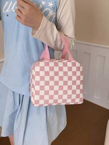 便携式午餐包，保温午餐盒，便当包，晚餐保温袋，加厚可爱午餐水果袋，粉色豹纹碎花午餐包，女士午餐盒，学生午餐盒 - 粉色 - 查看 9