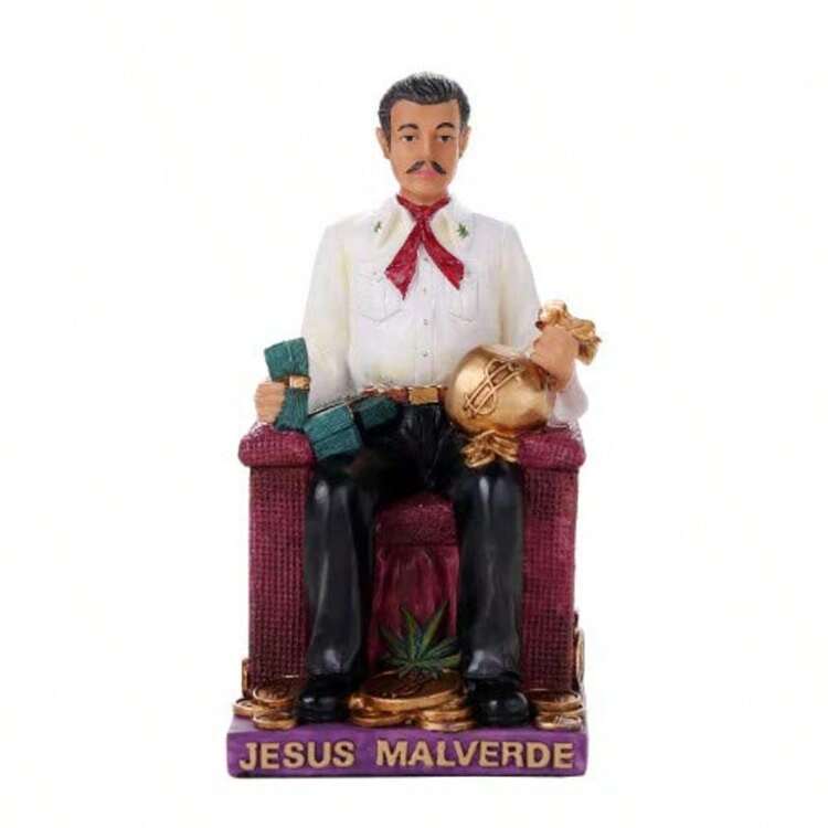 Pacific Giftware 6.5 Inch Jesus Malverde Statue Sinaloa Religious Figurine Mexico Estatua Figure - 駝色 - 查看 2