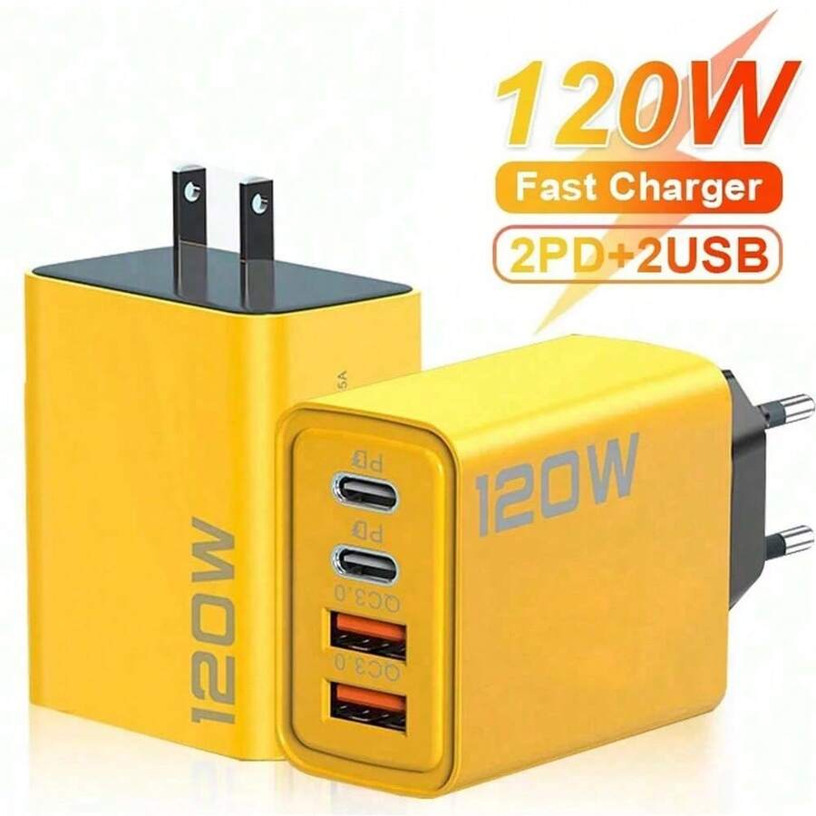Cargador USB Tipo C De 120W Y 4 Puertos Cargador Rápido De Pared Para Teléfono