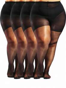 4/6 pares de medias extra grandes de cintura alta con control de abdomen y anti-correr - Negro/Albaricoque/Café - Control de abdomen y soporte de piernas - Medias elegantes formales/profesionales para fiestas - Fórmula suave y sin grietas - Para uso diario y ocasiones especiales, medias profesionales con textura suave