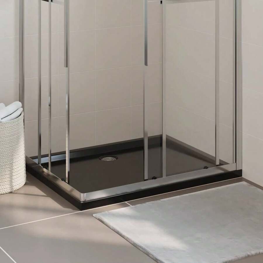 vidaXL Rectangular ABS Shower Base Tray  31.5"X39.4" - Black - View 1