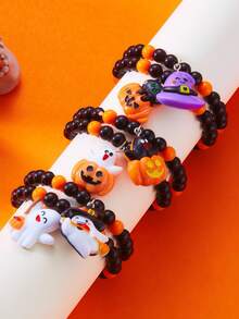 万圣节串珠手链，跨境热销可爱鬼南瓜吊坠手链套装，万圣节
