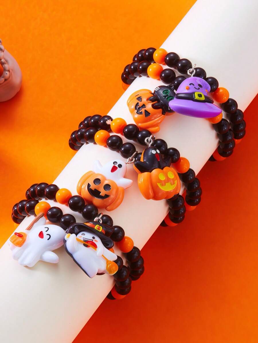万圣节串珠手链，跨境热销可爱鬼南瓜吊坠手链套装，万圣节